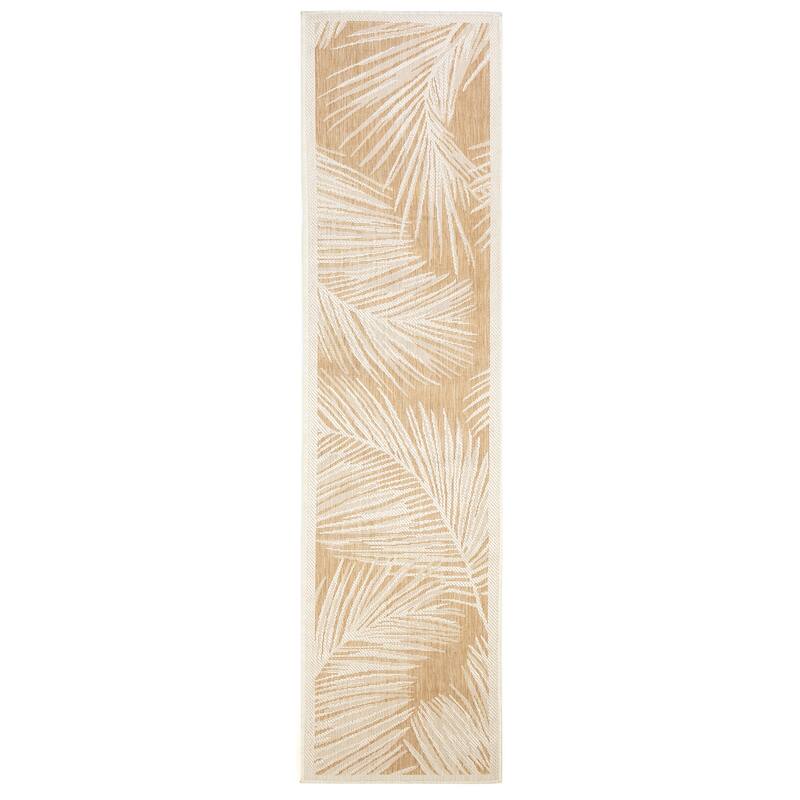 Liora Manne Carmel Fronds Indoor/Outdoor Rug - 1'11" x 7'6" - Sand