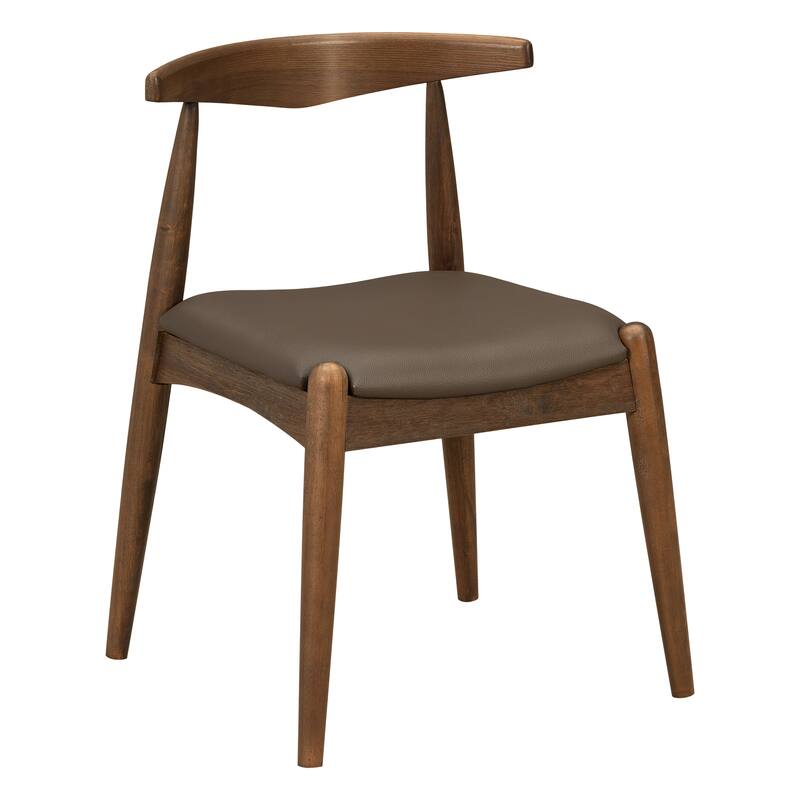 Set of 2 Rubberwood Dining Chairs, Ergonomic Backrest & Faux Leather Upholstery