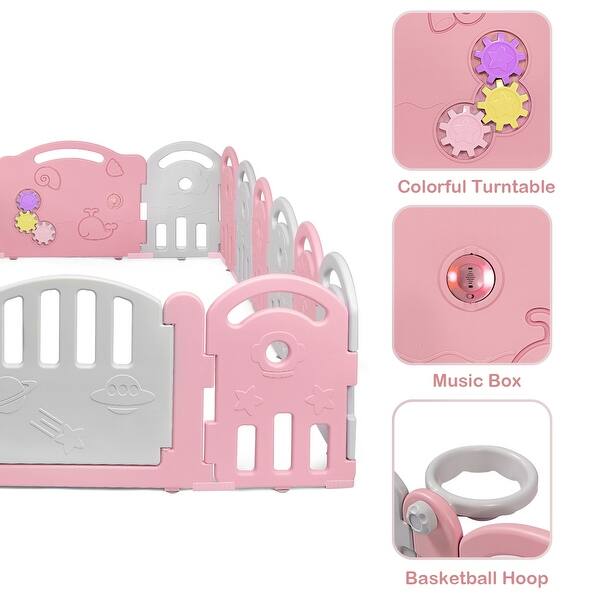 Shop Costway 18 Panel Baby Playpen Kids Activity Center Playard W