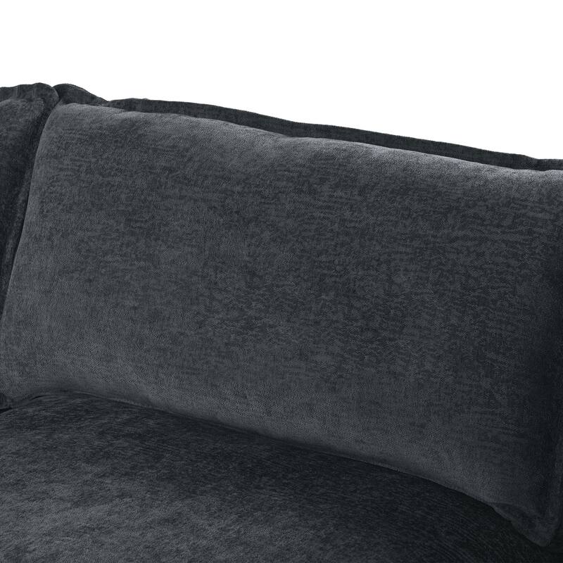 U-Shape Sectional Sofa Upholstered Couch with Removable Cushions and Solid Wood Frame, Modular Sofa 2 with Movable Ottoman