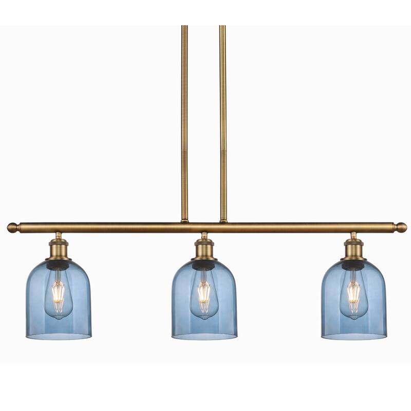 Innovations Lighting 516-3I-10-36 Bella Pendant Bella 3 Light 36" Wide - Brushed Brass / Princess Blue