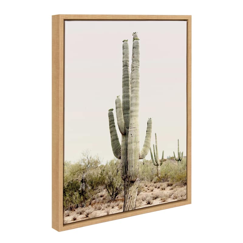 Kate and Laurel Sylvie Sunrise Cactus Framed Canvas by Amy Peterson - 18x24 - Plastic - Brown
