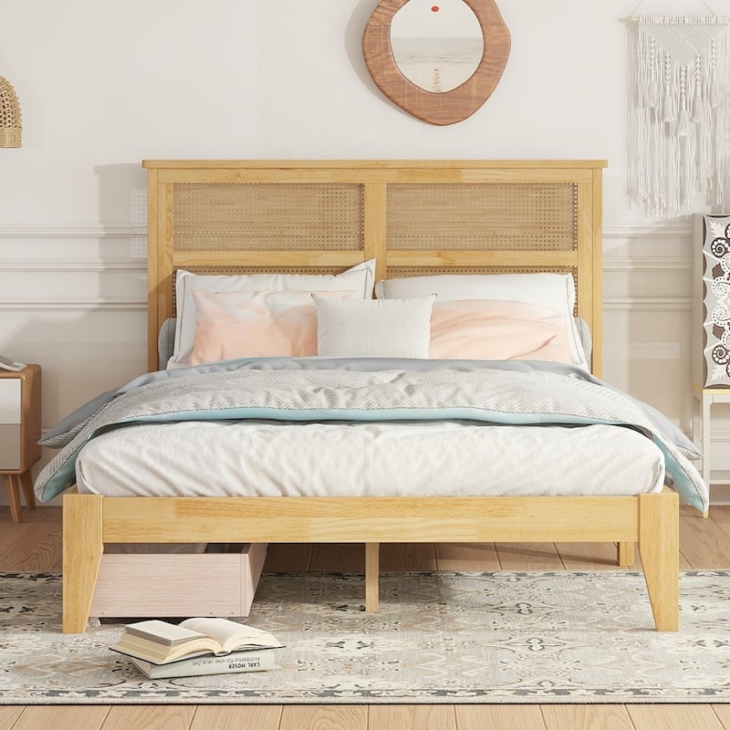 Rubber Wood Bed with Enhanced Support Salts and Feet