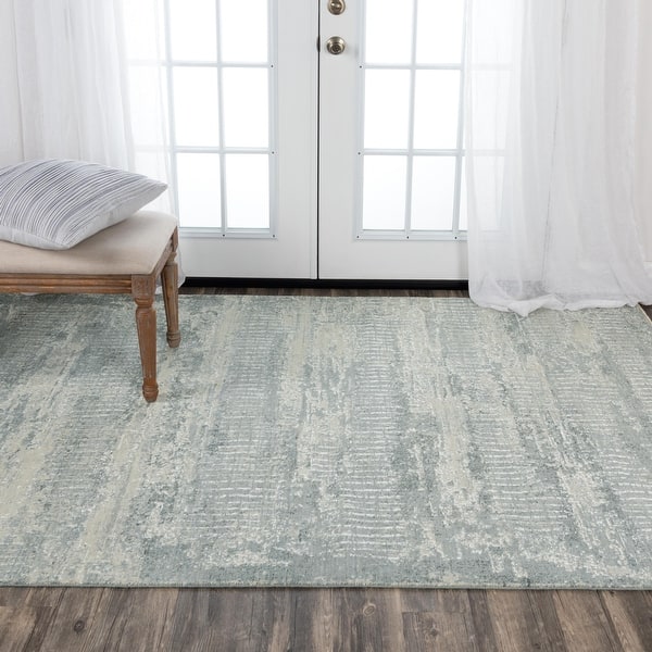 slide 2 of 6, Alora Decor Aurora Grey and Cream Wood Grain Pattern Wool Blend Rug 10' x 13' - Gray