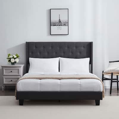 Nestl Wingback Diamond Upholstered Platform Bed