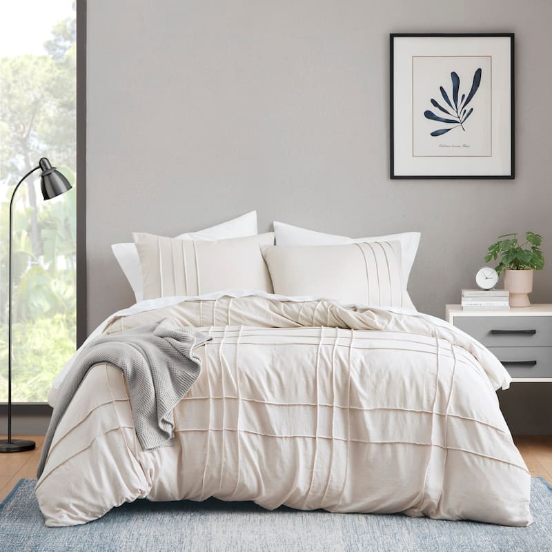 Chelsea Square Evans Pinch Pleated Soft Washed Boho Duvet Cover Set