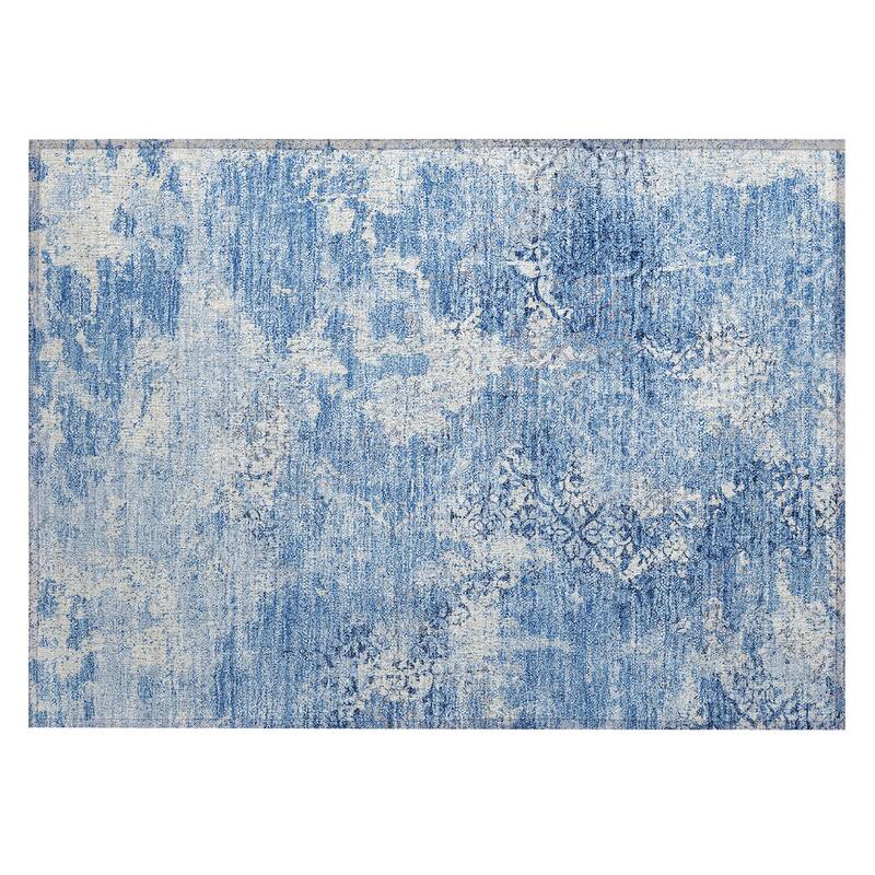 Machine Washable Indoor/ Outdoor Chantille Distressed Traditional Rug