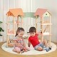 preview thumbnail 1 of 8, 3-Tier Wooden Dollhouse for Kids Aged 3-8 Years Old with 32 Pieces of Accessories - 39.5" x 19" x 33.5" (L x W x H) Pink-Green-Natural