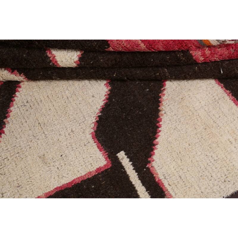 Modern Abstract Moroccan Oriental Area Rug Hand-knotted Wool Carpet - 5'11" x 9'10"