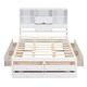 preview thumbnail 8 of 12, Queen Size Platform Bed with Storage Headboard and 8 Drawers, White
