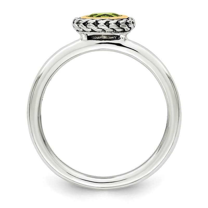 Curata 925 Sterling Silver With 14k Polished Peridot Ring