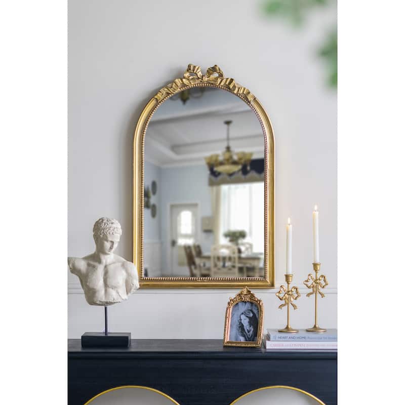 23.6" x 37.3" Baroque Style Gold Arch Mirror