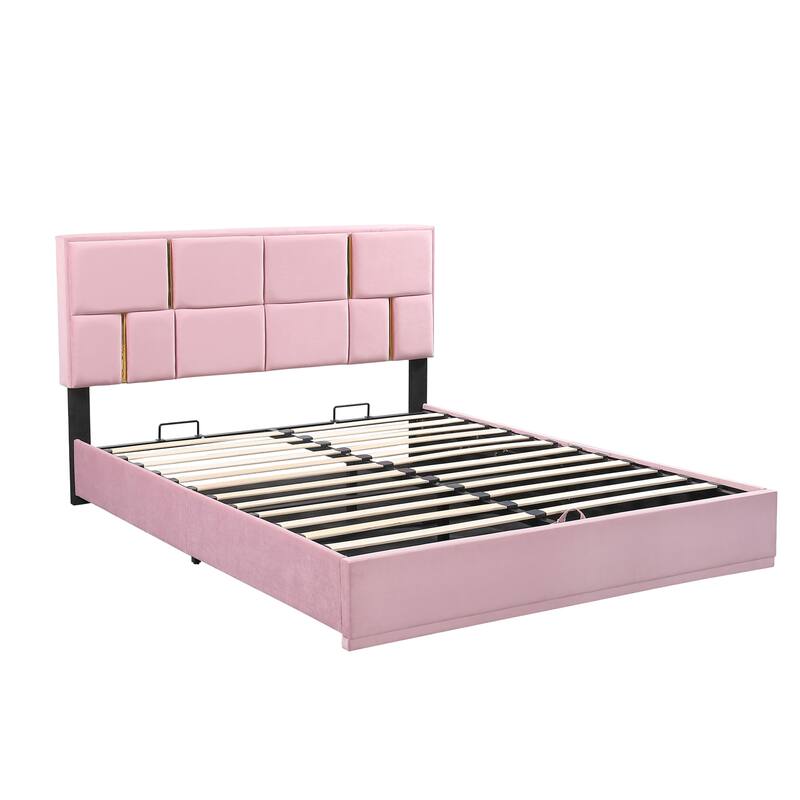 Upholstered Platform Bed with Hydraulic Storage System
