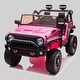 preview thumbnail 3 of 3, Two-Seater 24V Kids Ride On Truck with Bluetooth, LED Lights, Music, Four-Wheel Suspension, Parental Control for Ages 3+ Pink