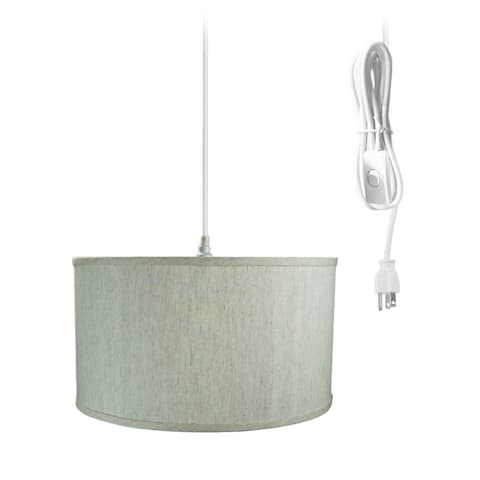 1 Light Swag Plug-In Pendant 18"w Textured Oatmeal Shade, 17' White Cord