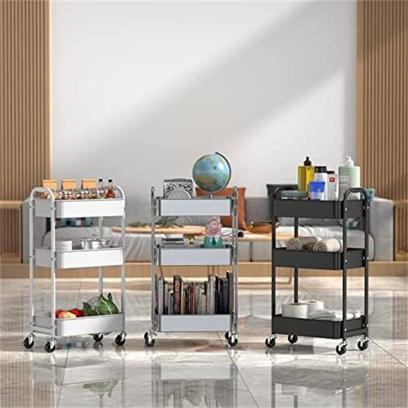 3-Tier Rolling Utility Cart - 11.25"D x 16.4"W x 31"H
