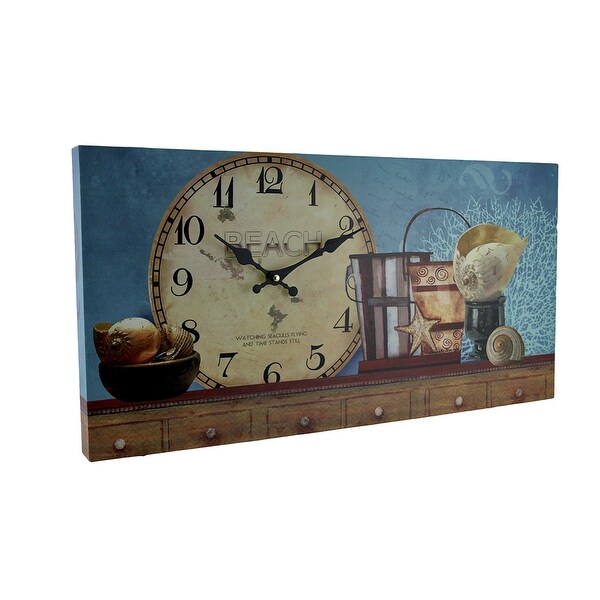 Beach Themed Decorative Wood Wall Clock - 12 X 23.5 X 1.5 inches