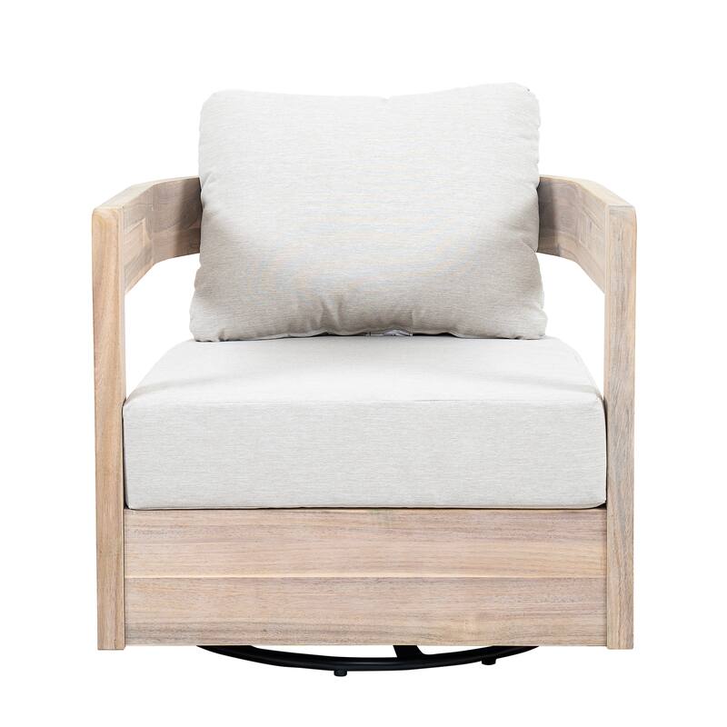 Roomfitters Telluride Outdoor Acacia Wood Swivel Club Chair with Cushions - Single Unit