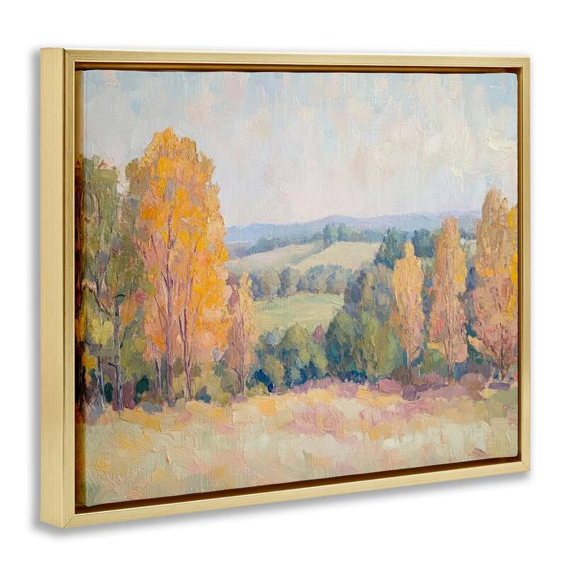 Stupell Countryside in Autumn Framed Floater Canvas Wall Art Design By Petal Prints Design