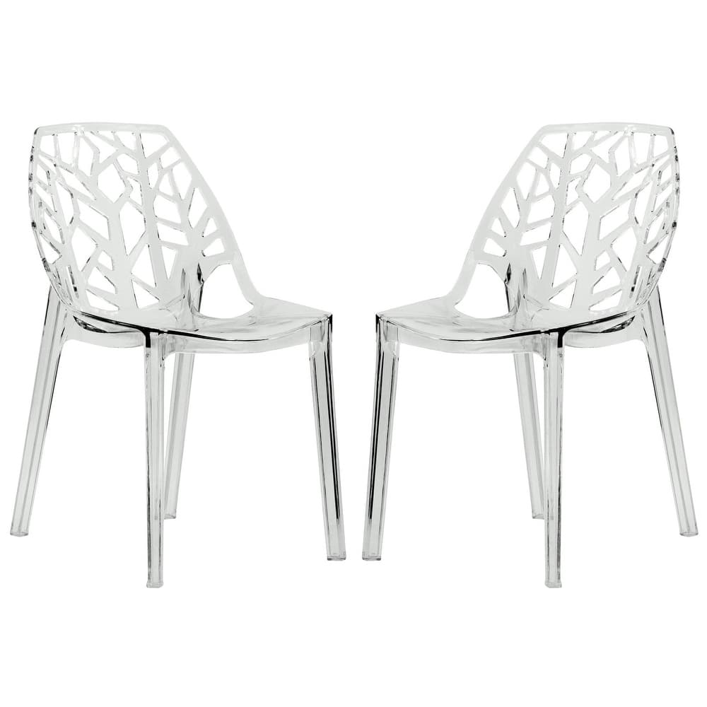 Cornelia Modern Stackable Plastic Dining Chair with Accent Cut-out Design Backrest for Home Patios, or Kitchens (Set of 2)