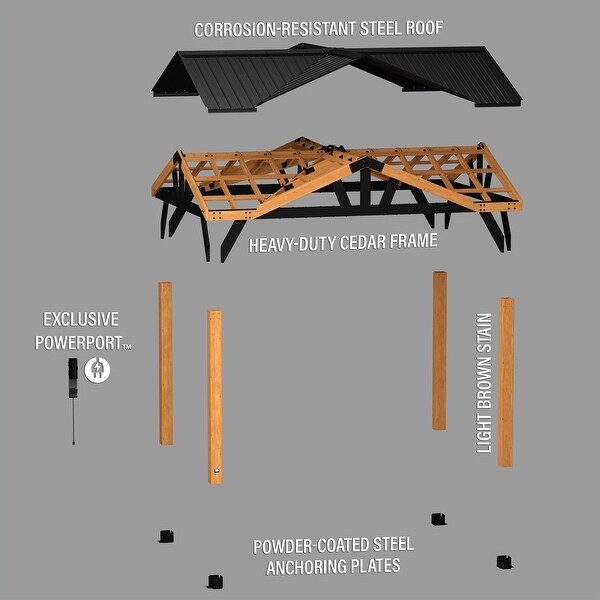 ★ kecj1507 ★ Backyard Discovery Crosswind 14x10' Cedar Gazebo with Multi-Gable