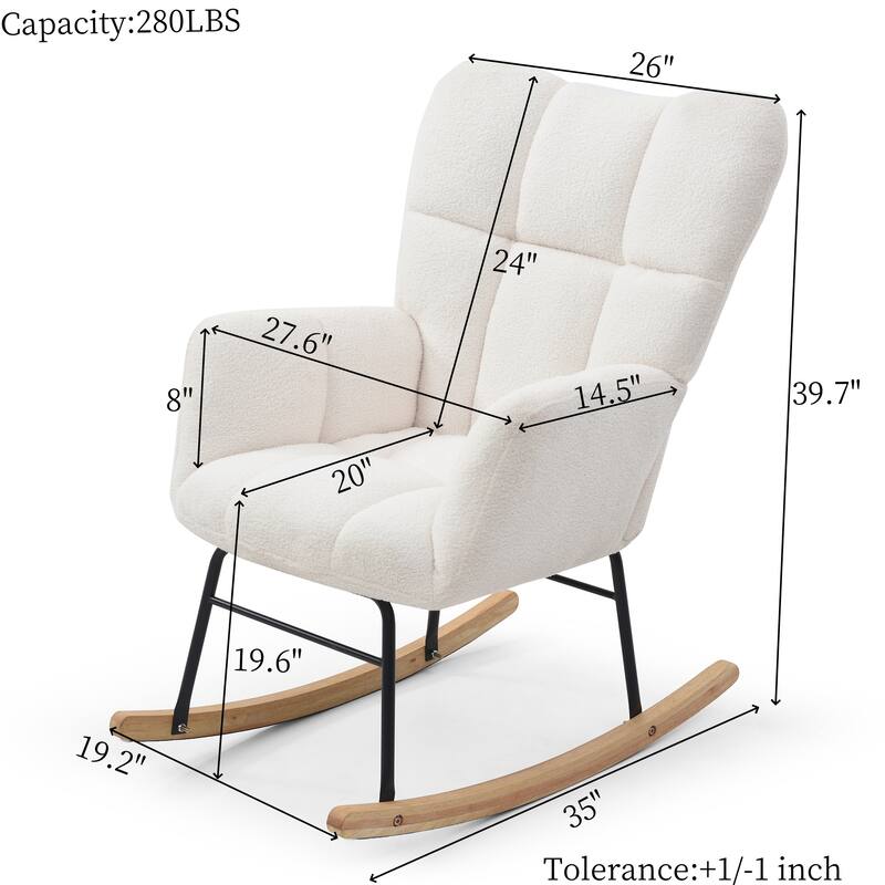 Polyester Rocking Chair with High Backrest and Padded Seat