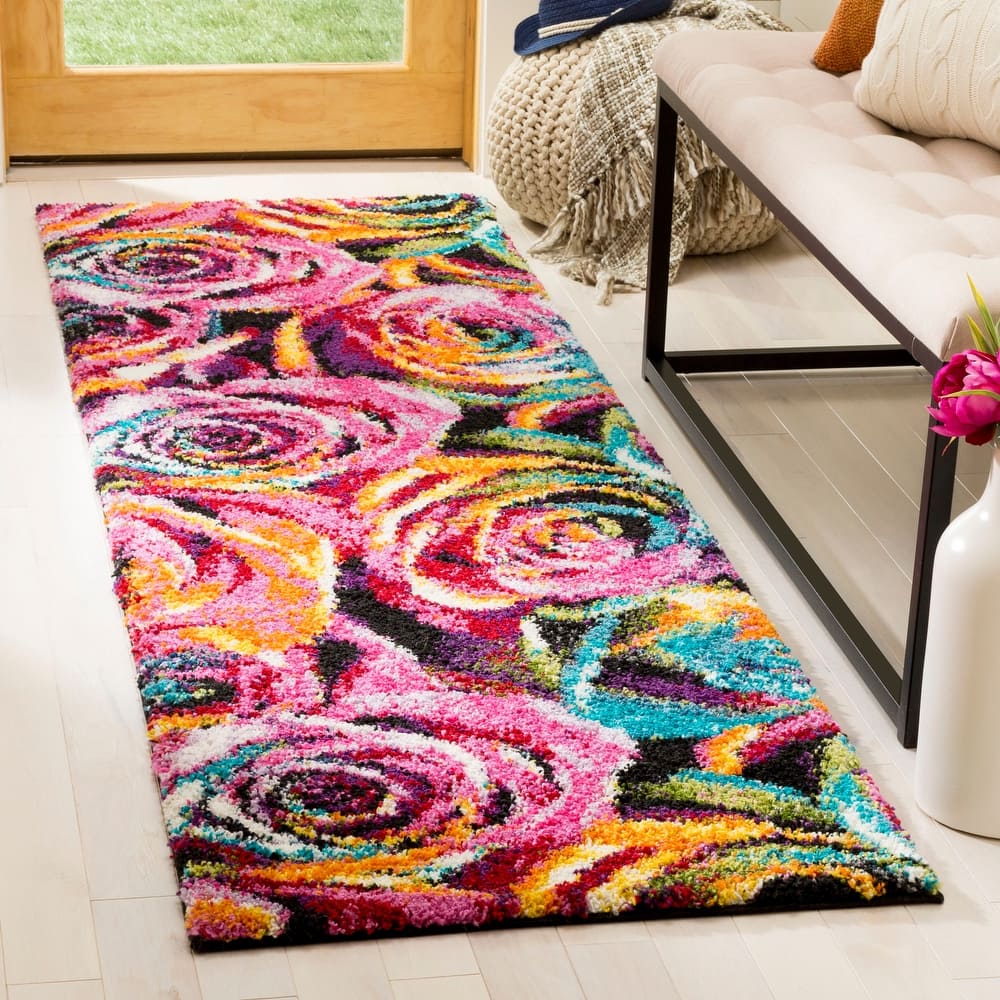 SAFAVIEH Fiesta Shag Bjort Rose Rug
