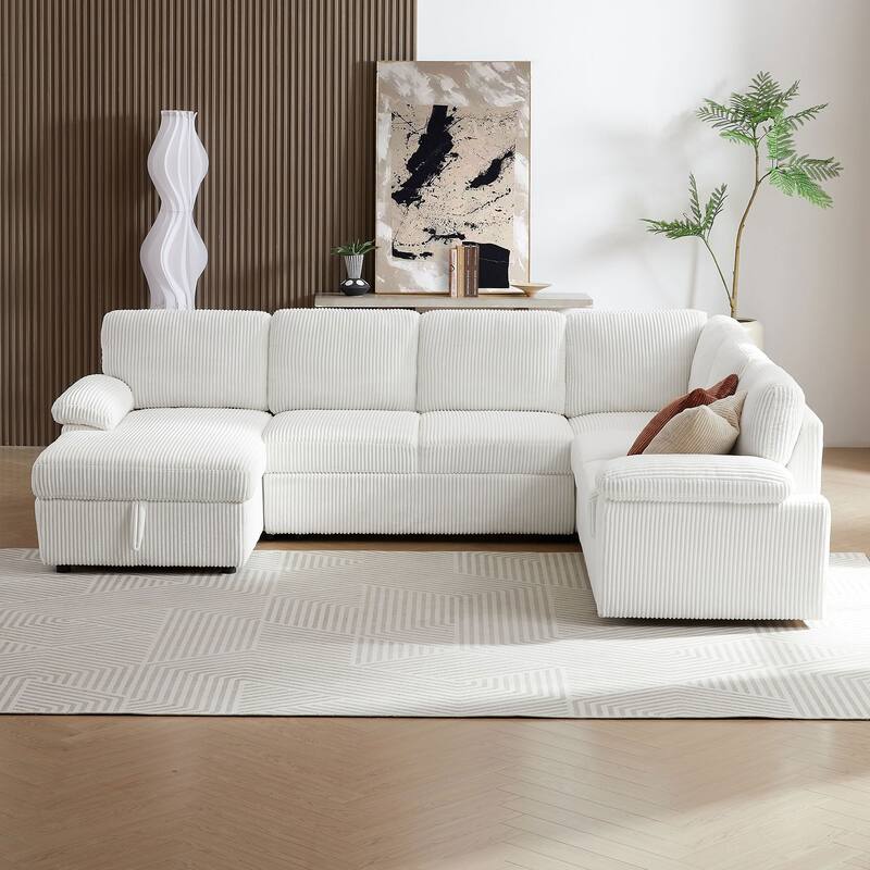 118.09" Modular 6-Seater Sofa with Chaise & Storage