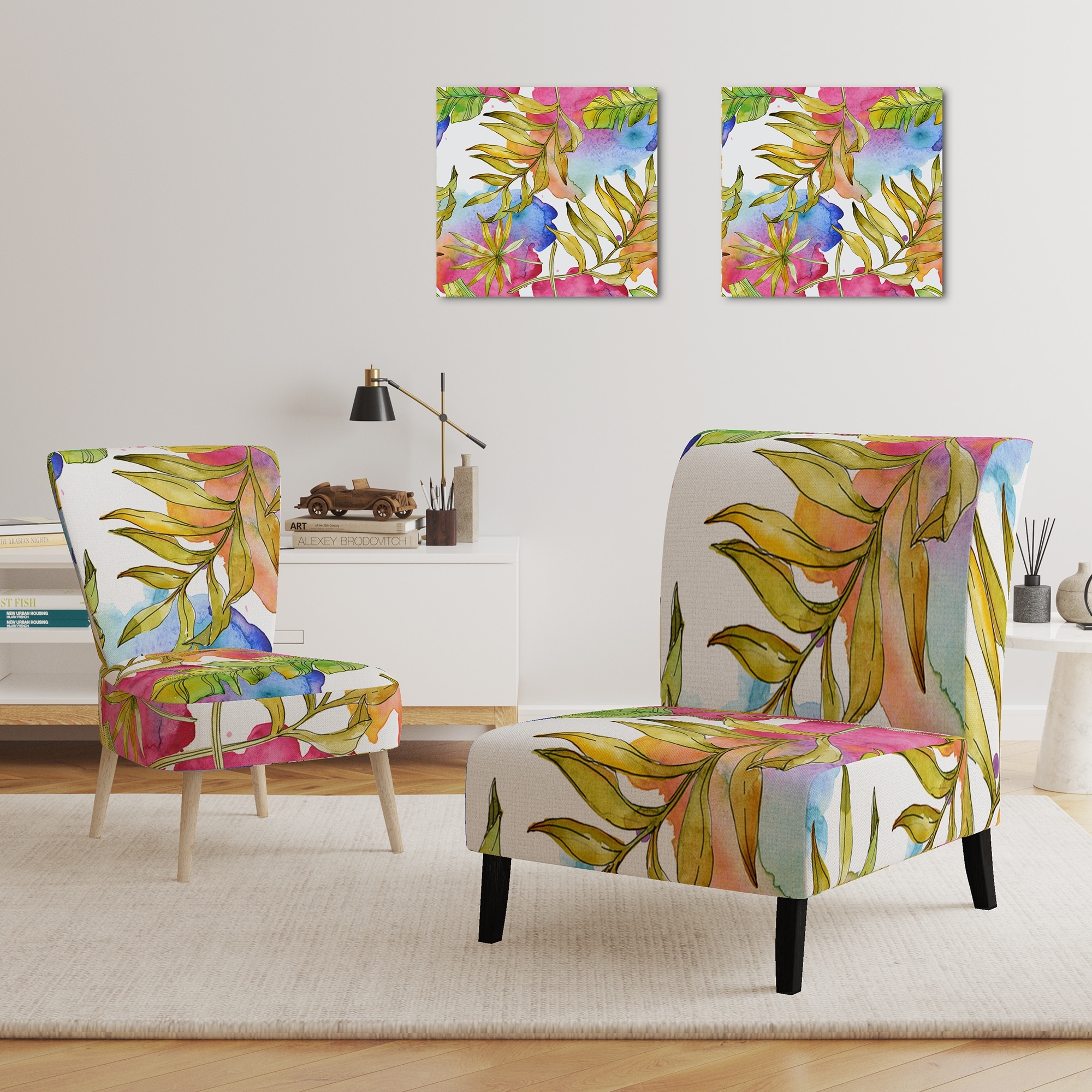 Designart "Tropical Foliage IV" Upholstered Mid-Century - Picture 10 of 20