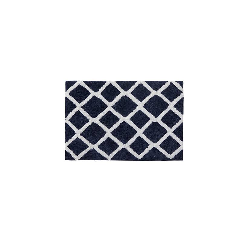 Reversible High Pile Tufted Bath Rug For Bath Room - Navy