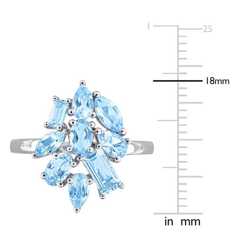 Miadora Multi-Shape Gemstone Floral Ring Sterling Silver