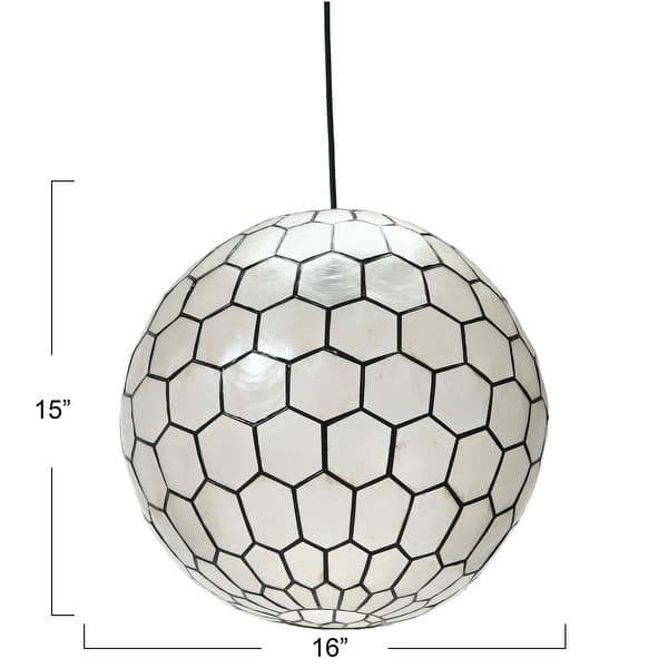 dimension image slide 0 of 9, Capiz Honeycomb Globe Pendant Light