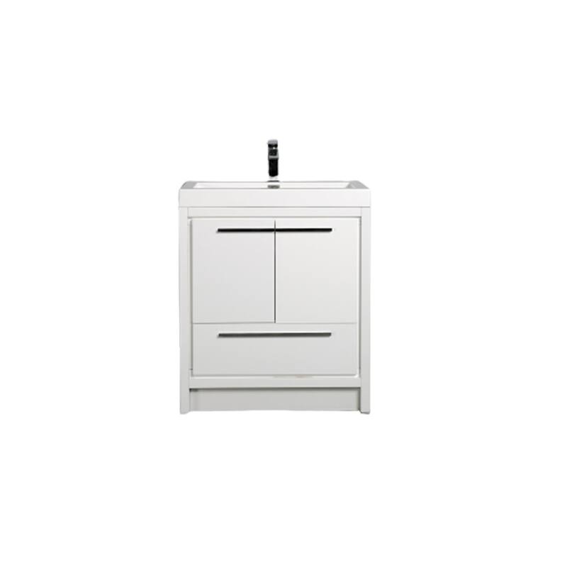 Freestanding Bathroom Vanity Set in HG-White with Integrated Solid Surface Sink
