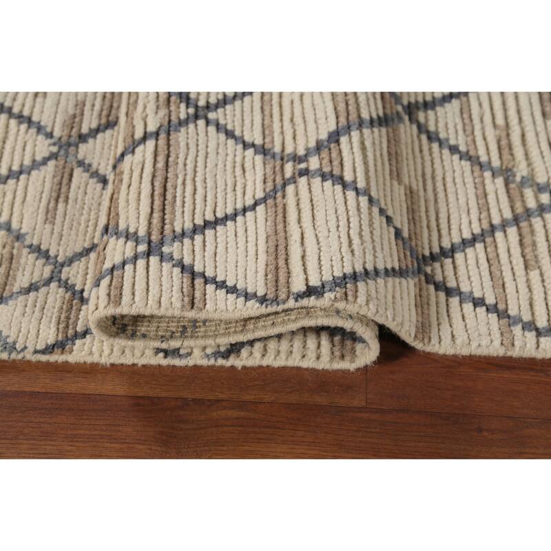 Trellis Moroccan Oriental Area Rug Handmade Checkered Wool Carpet - 7'11"x 11'0"