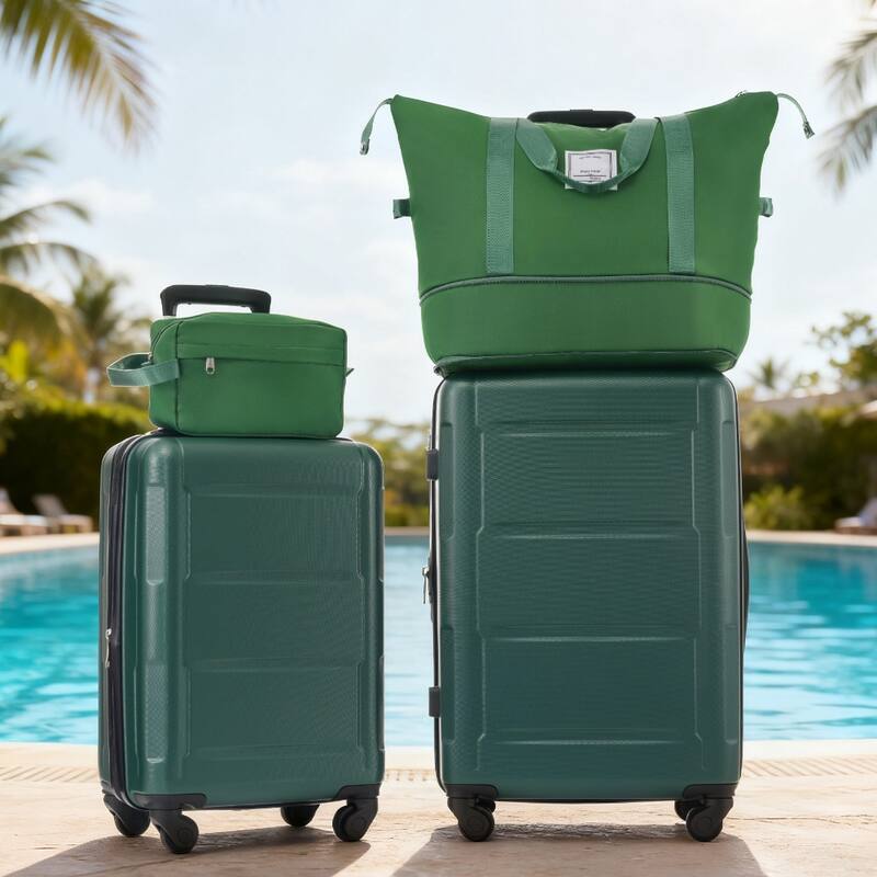 2-Piece 20/24 Inch, Modern Luggage Sets, Expandable Lightweight Luggage with TSA Lock, for Boarding Travel, Green