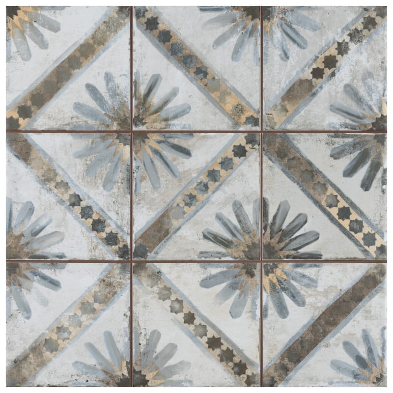 Merola Tile Harmonia Kings Marrakech Blue 13" x 13" Ceramic Floor and Wall Tile