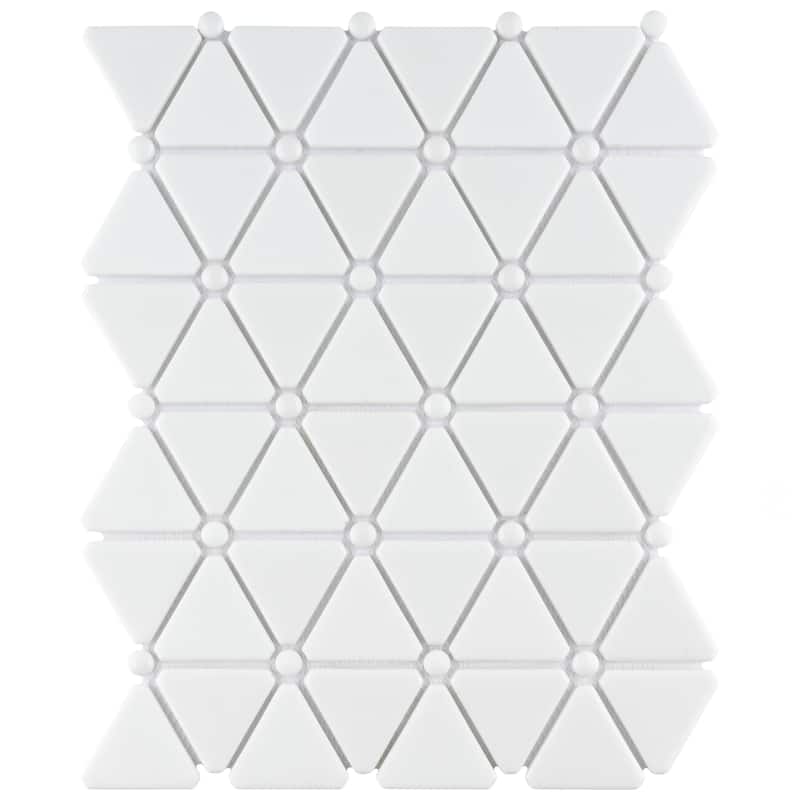 Merola Tile Expressions Treux White 10-1/8" x 12-7/8" Glass Floor and Wall Tile