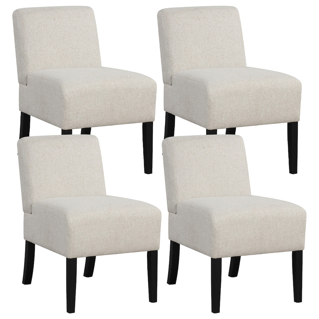 Gymax 4PCS Armless Accent Chair w/ Rubber Wood Legs Modern Vanity