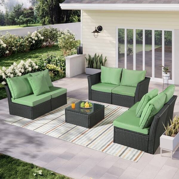 Thy-Hom Mangrove Dark Gray Wicker Patio Conversation Set 7-Piece ...