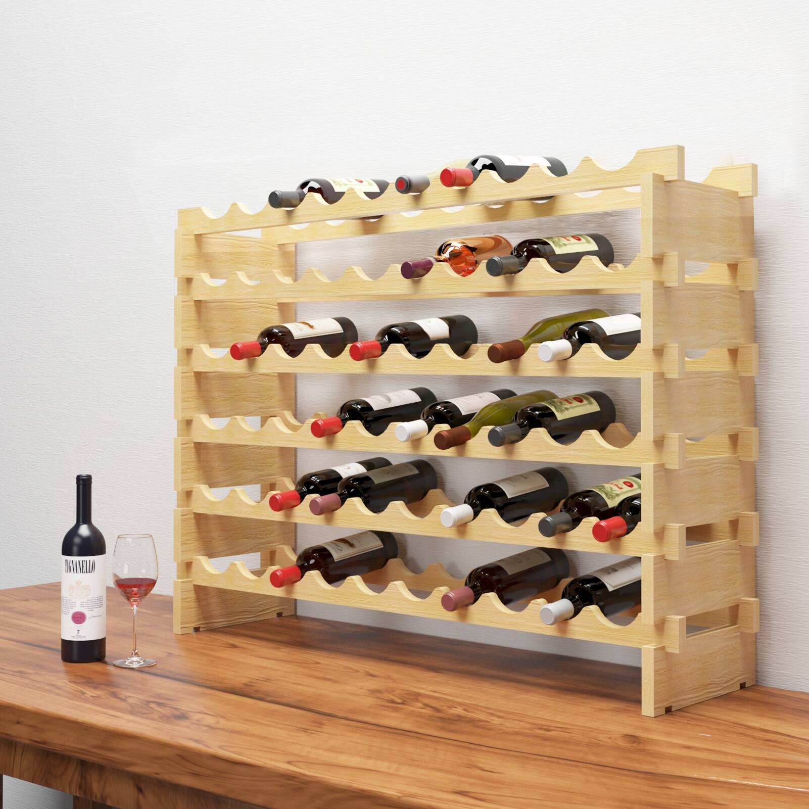 Solid Wood Floor Wine Rack in Natural Wood On Sale Bed Bath