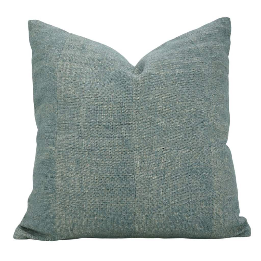 Fabdivine Throw Solid Blue Home Décor Farmhouse Heavy Linen Cushion Cover, Bori