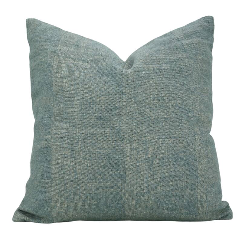 Fabdivine Throw Solid Blue Home Décor Farmhouse Heavy Linen Cushion Cover, Bori