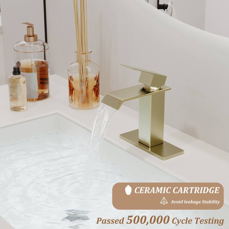 Single Handle Single Hole Bathroom Vanity Sink Waterfall Spout Bathroom Faucet