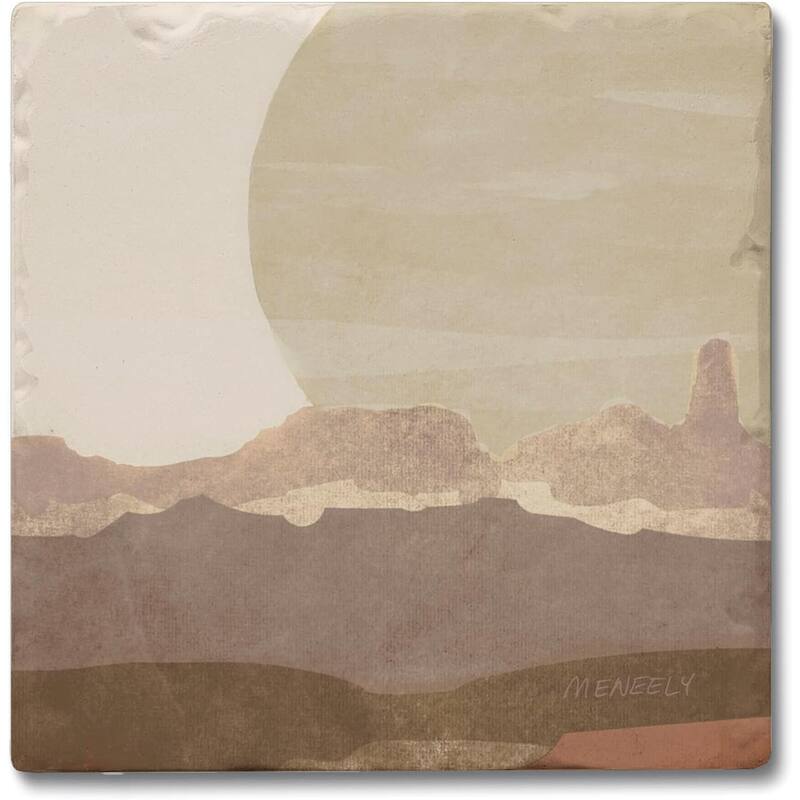 Mountain Sun 4-Pack Absorbent Stone Coasters with Protective Cork Backing 4" Square Made in The USA Easily Wipes Clean - Multi