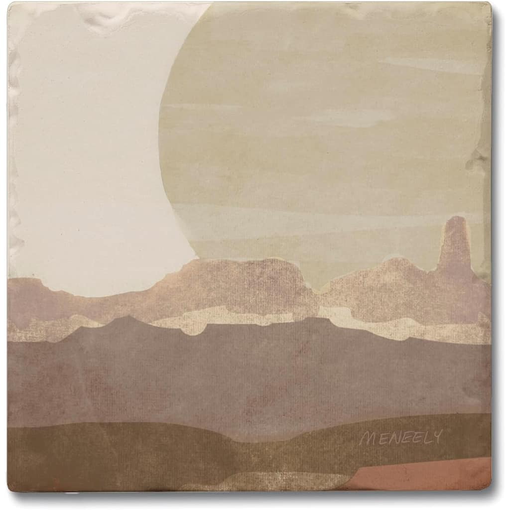 Mountain Sun 4-Pack Absorbent Stone Coasters with Protective Cork Backing 4" Square Made in The USA Easily Wipes Clean