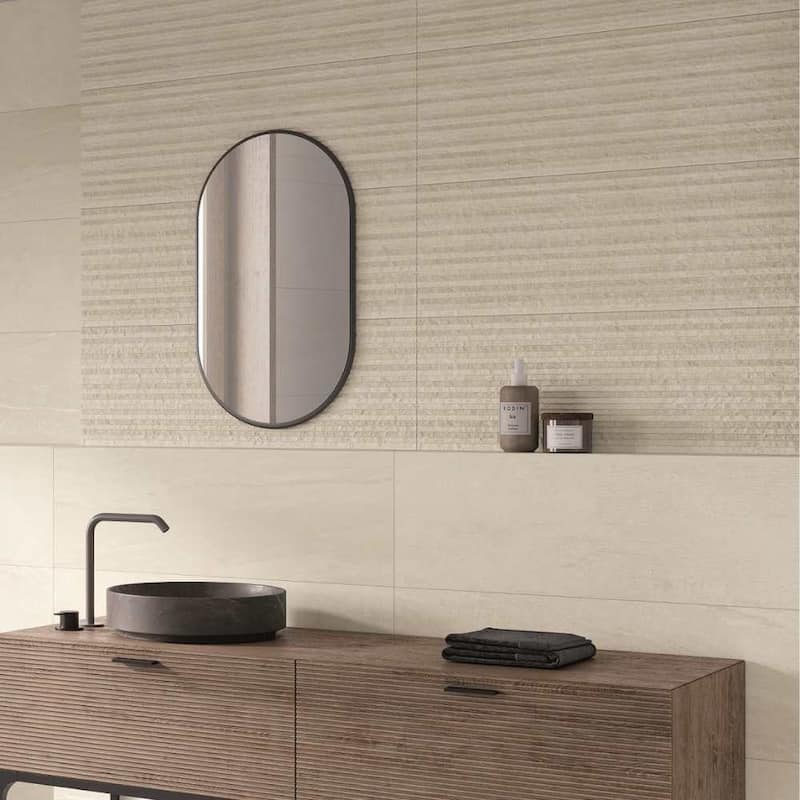 Crete 12x40 Matte Ceramic Relief Wall Tile - Large Format