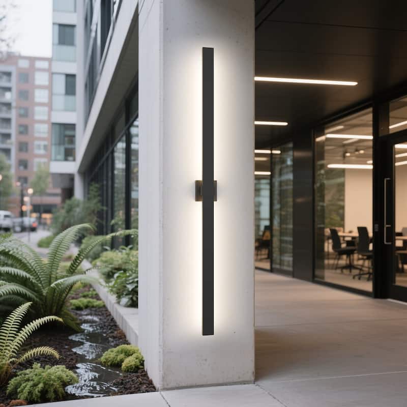 1-Light Black/White Aluminum LED Outdoor Wall Sconce - 63in - Black
