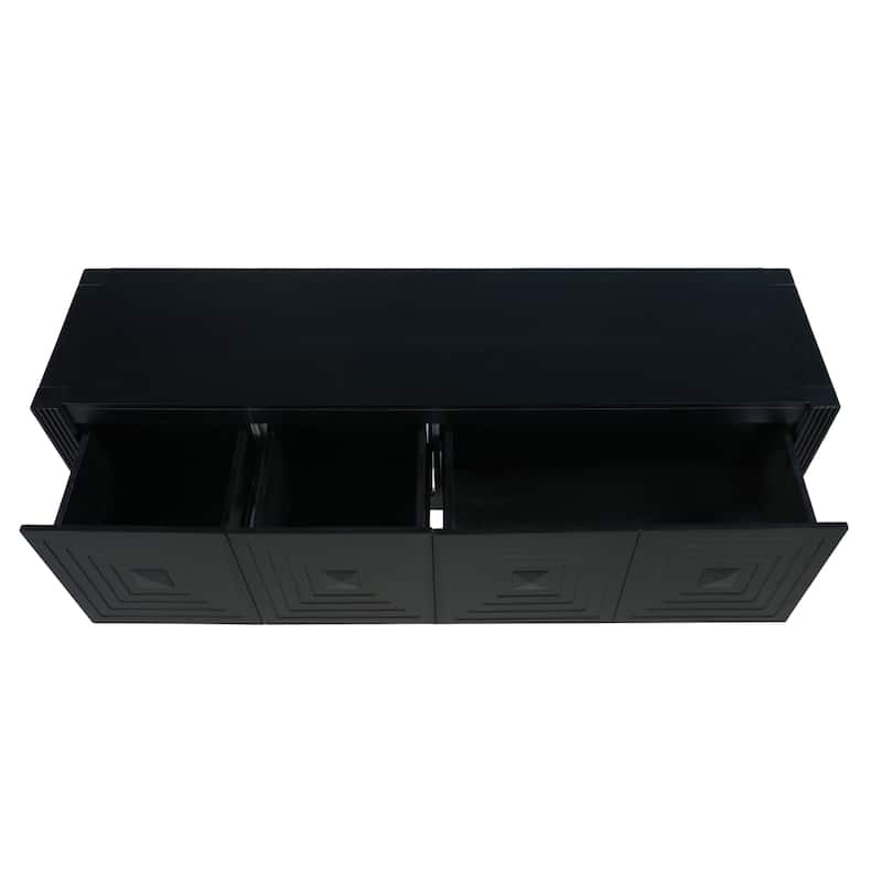 Christopher Knight Home - Modern Geometric Carved Console Table with Soft-Close Drawers & Fluted Legs for Living Room, Hallway