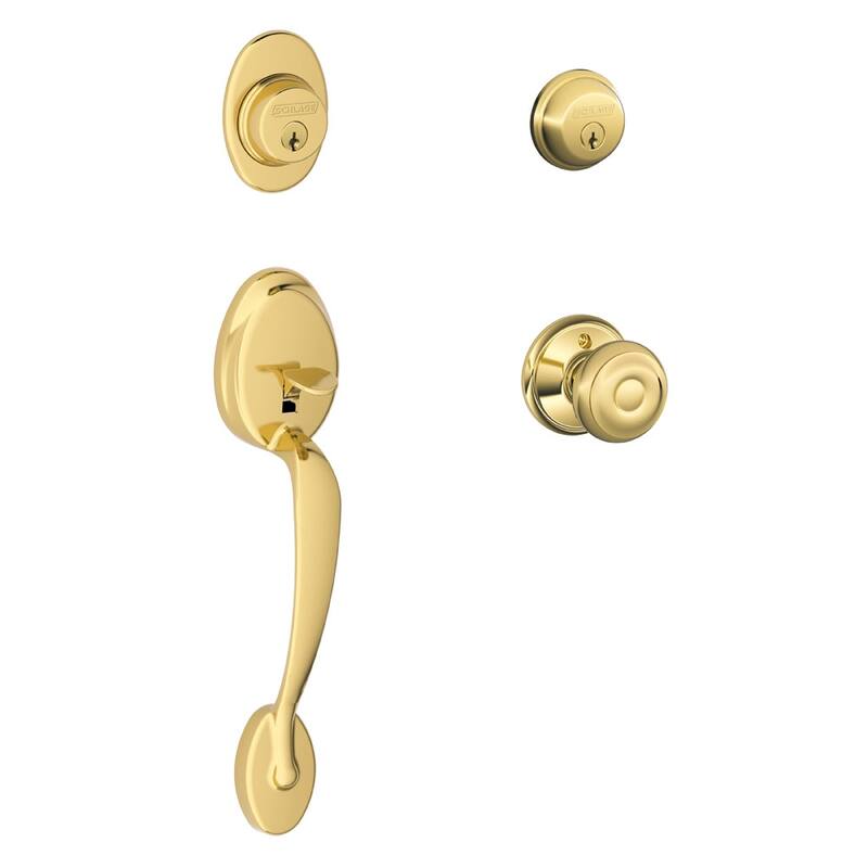 Schlage Plymouth Double Cylinder Handleset with Georgian Interior Knob