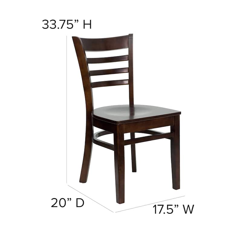 Ladder Back Wooden Restaurant Chair - 17.25"W x 20"D x 33.75"H